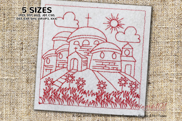 Review: Church Building on Mountain Redwork Design